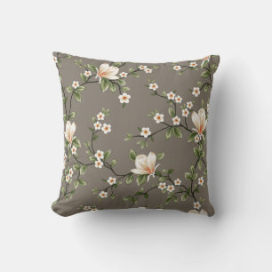 mustered small flowers with green leaves pattern o cushion