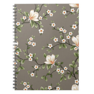 mustered small flowers with green leaves pattern o notebook