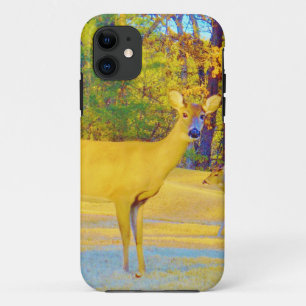 Musturd Coloured Deer with light blue iPhone 11 Case