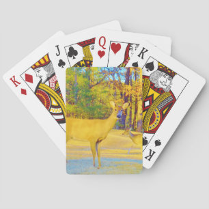 Musturd Coloured Deer with light blue Playing Cards