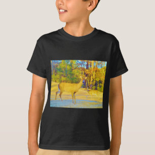 Musturd Coloured Deer with light blue T-Shirt