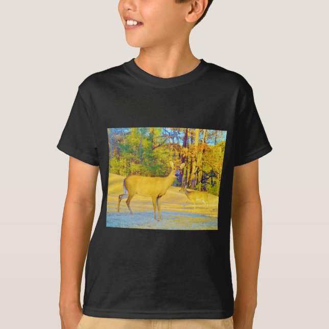 Musturd Coloured Deer with light blue T-Shirt (Front)