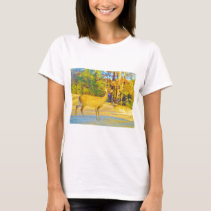 Musturd Coloured Deer with light blue T-Shirt
