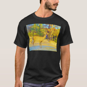 Musturd Coloured Deer with light blue T-Shirt