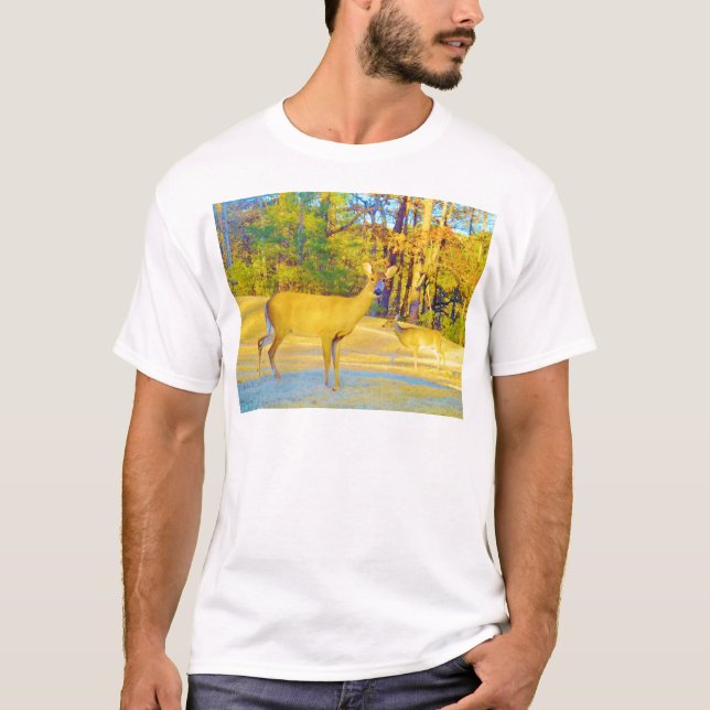 Musturd Coloured Deer with light blue T-Shirt (Front)
