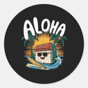 Musubi Surfer Surfing Hawaiian Food Hawaii Kawaii Classic Round Sticker