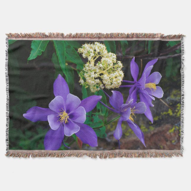 Mutant Columbine Wildflowers Throw Blanket (Front)