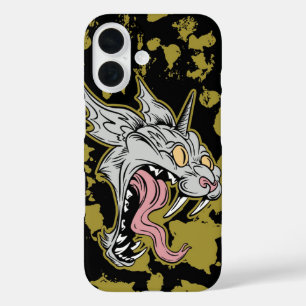 Mutant Demon Cat Horror Grunge Camouflage iPhone 16 Case