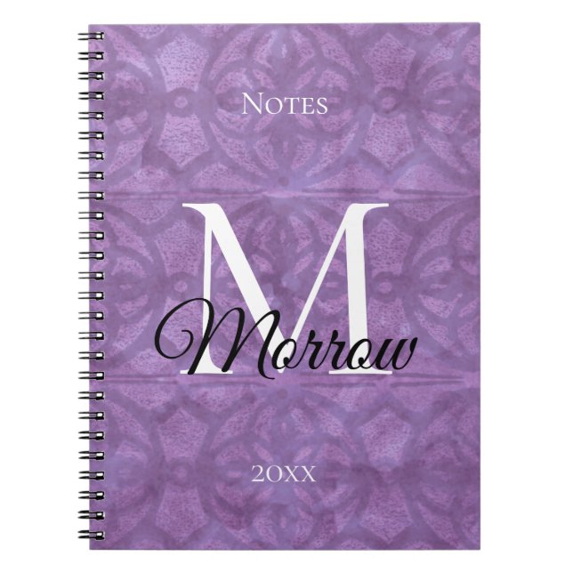 Mute Purple Batik Name and Year  Notebook (Front)