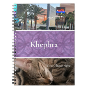 Mute Purple Batik Photo Collage, Border, Name Notebook