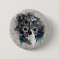 Mute, sunflower skull damask