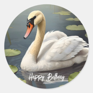 Mute Swan in water Classic Round Sticker