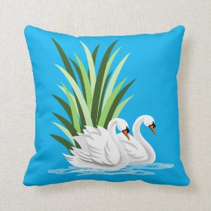 Mute Swan Pair On Water Cushion