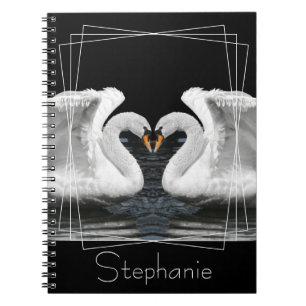 Mute White Swan Mirror Image Animal Photography Notebook