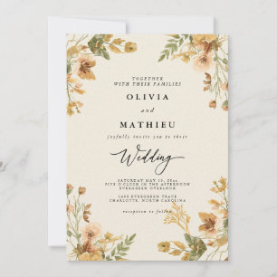 Muted Autumn Floral Flourish Wedding Invitation