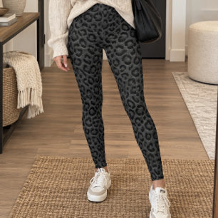 Muted Black Leopard Print Leggings