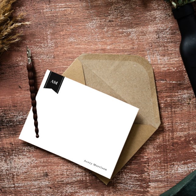 Muted Black White Name & Initials Card (Creator Uploaded)