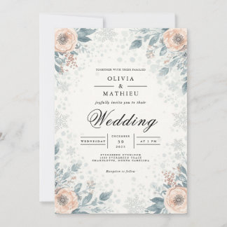 Muted Blossom Floral Arch Wedding Invitation