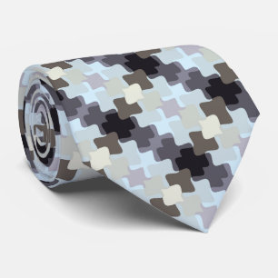 Muted Blue Beige Purple Pattern Tie
