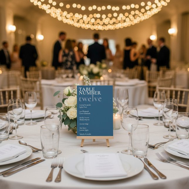 Muted Blue Minimal Table name chart Invitation (Muted Blue Minimal Table name chart Invitation.)