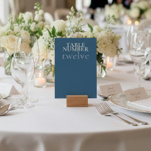 Muted Blue Minimal Table Number Place Card