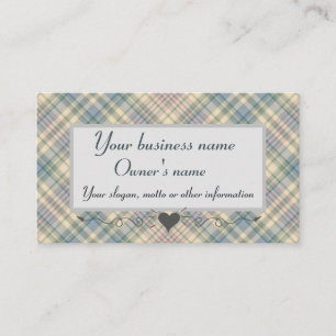 Muted Blue Tartan Plaid Business Card