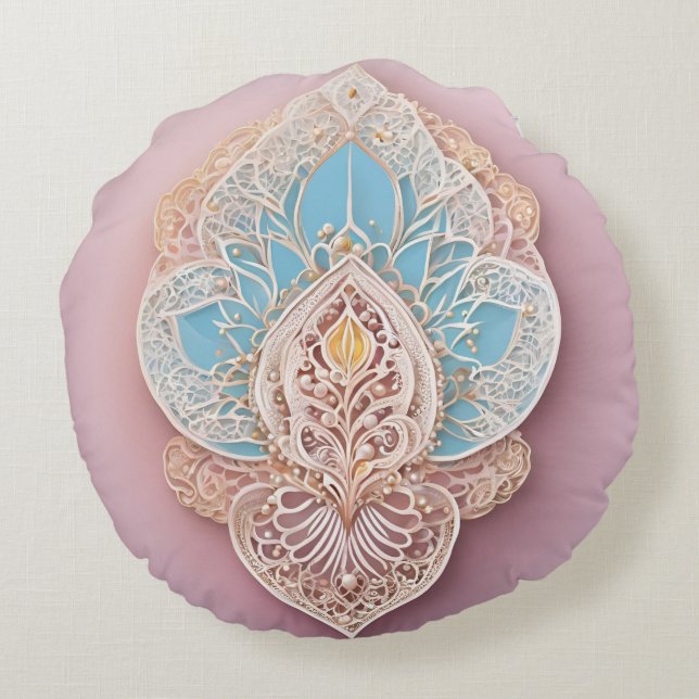 Muted blush AI art  Round Cushion (Back)