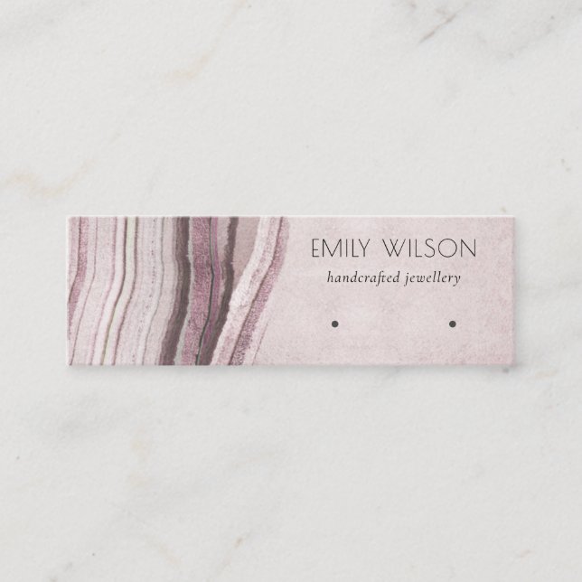 Muted Blush Lilac Agate Earthy Earring Display Mini Business Card (Front)