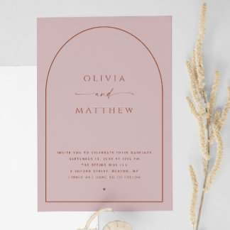 Muted Blush Pink Spring Wedding | Arch Photo + QR Invitation