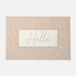 Muted Blush Sketched Peonies Floral Doormat