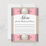 Muted Blush & Tan Pearl Ribbon Wedding Advice Card<br><div class="desc">Request marriage advice from your friends and family in style with some beautiful custom advice cards. This note card features a pretty white pearl and pink blush ribbon design on a neutral tan background can be handed out to your guests on your special day. Although this advice note card would...</div>