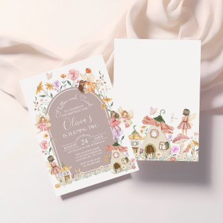 Muted Blush Wildflower Fairy Birthday Invitation