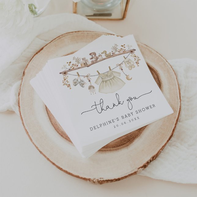 Muted Bohemian Baby Clothes Girl Baby Shower Napkin (Creator Uploaded)