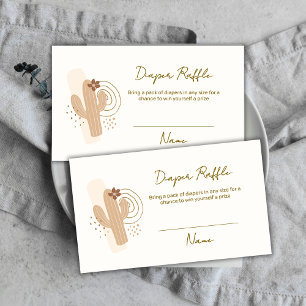 Muted Boho Desert Cactus Diaper Raffle Baby Shower Enclosure Card