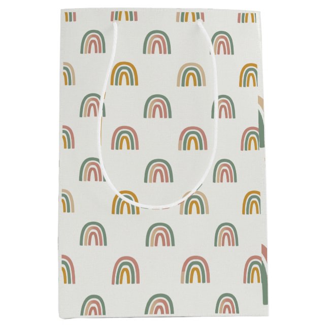 Muted boho rainbow scandi pattern  medium gift bag (Front)