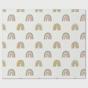 Muted boho rainbow scandi pattern wrapping paper
