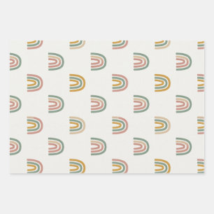 Muted boho rainbow scandi pattern wrapping paper sheet