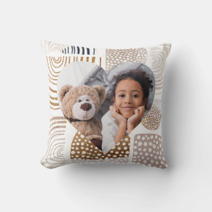 Muted Boho Shapes Heart Photo Cushion