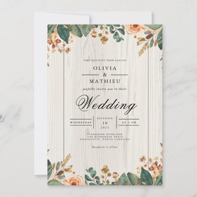 Muted Botanical Archway Romance Wedding Invitation (Front)