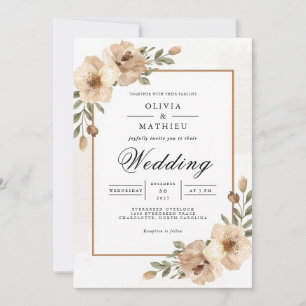 Muted Botanical Frame Wedding Invitation
