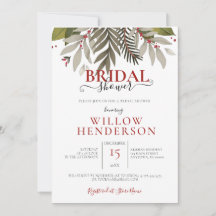 Muted Botanical Leaves Wedding Shower Invitation