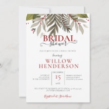 Muted Botanical Leaves Wedding Shower Invitation