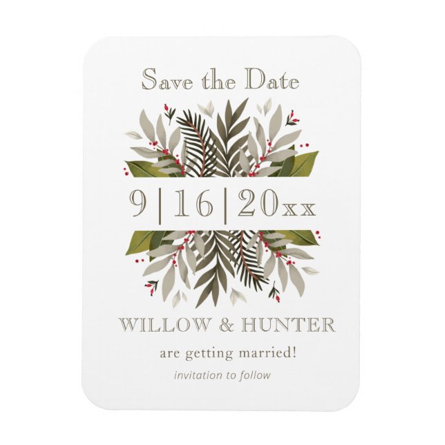 Muted Botanical | Save the Date | MAGNET (Vertical)