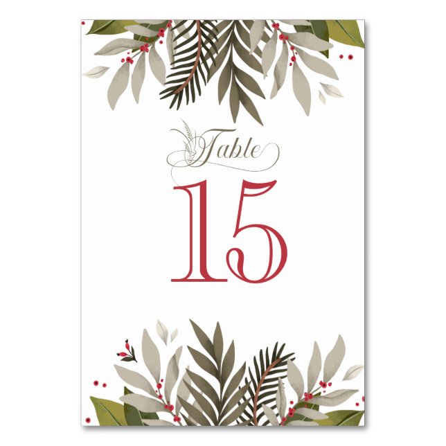 Muted Botanical Wedding Reception Table Numbers (Front)