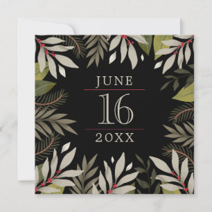 Muted Botanicals   Black   Save The Date Card
