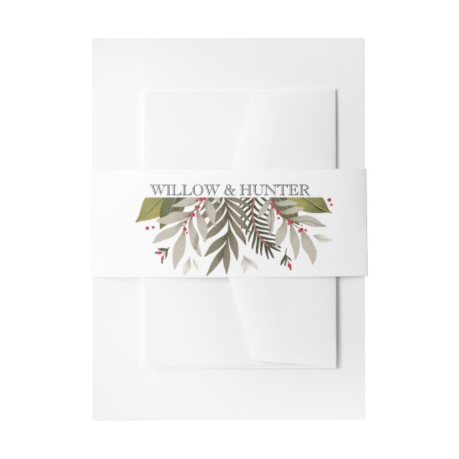 Muted Botanicals Wedding Invitation Belly Band (Front Example)