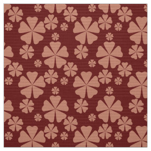 Muted Brown Retro Leaf Abstract Pattern Fabric