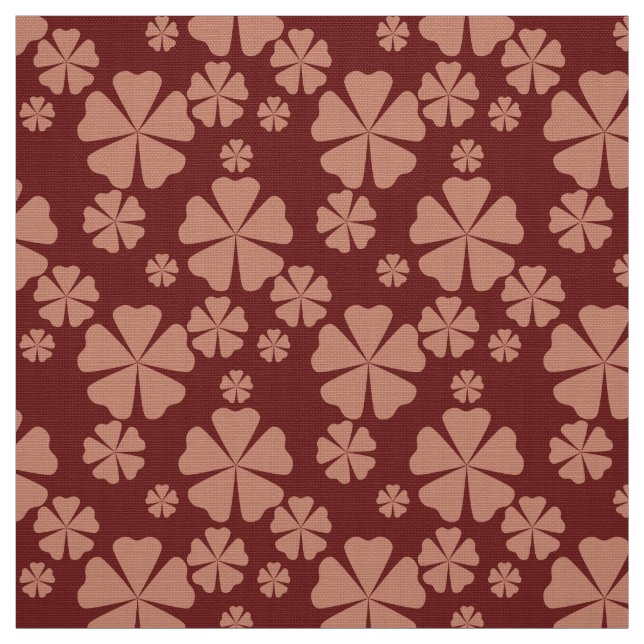 Muted Brown Retro Leaf Abstract Pattern Fabric (Swatch)