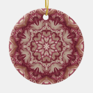 Muted Burgundy and Ivory Victorian Floral Ceramic Ornament