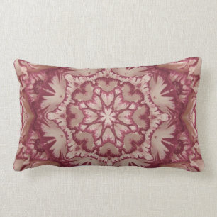 Muted Burgundy and Ivory Victorian Floral Lumbar Cushion